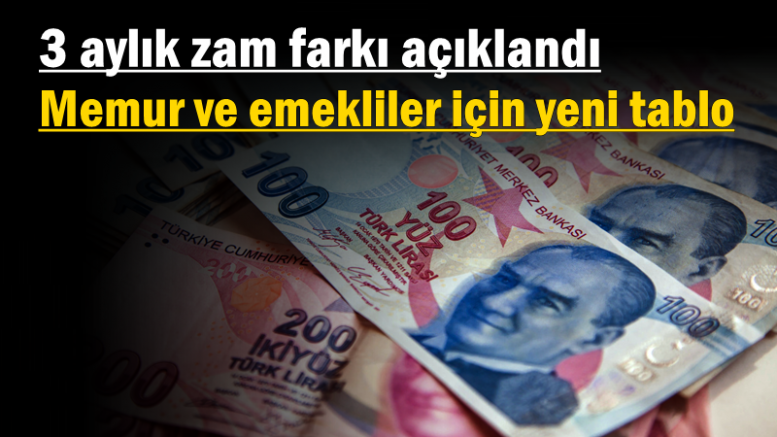 3 aylık zam farkı açıklandı: Memur ve emekliler için yeni tablo
