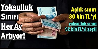 Açlık sınırı 30 bin TL'yi, yoksulluk sınırı 92 bin TL'yi geçti