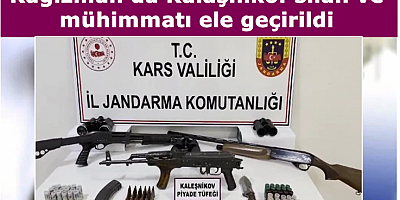 Kağızman'da Kalaşnikof silah ve mühimmatı ele geçirildi