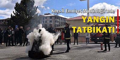 Kars İl Emniyet Müdürlüğü'nde yangın tatbikatı