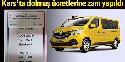 Kars’ta şehir içi dolmuş ücretlerine zam yapıldı