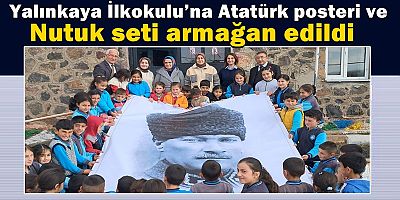 Yalınkaya İlkokulu’na Atatürk posteri ve Nutuk seti armağan edildi